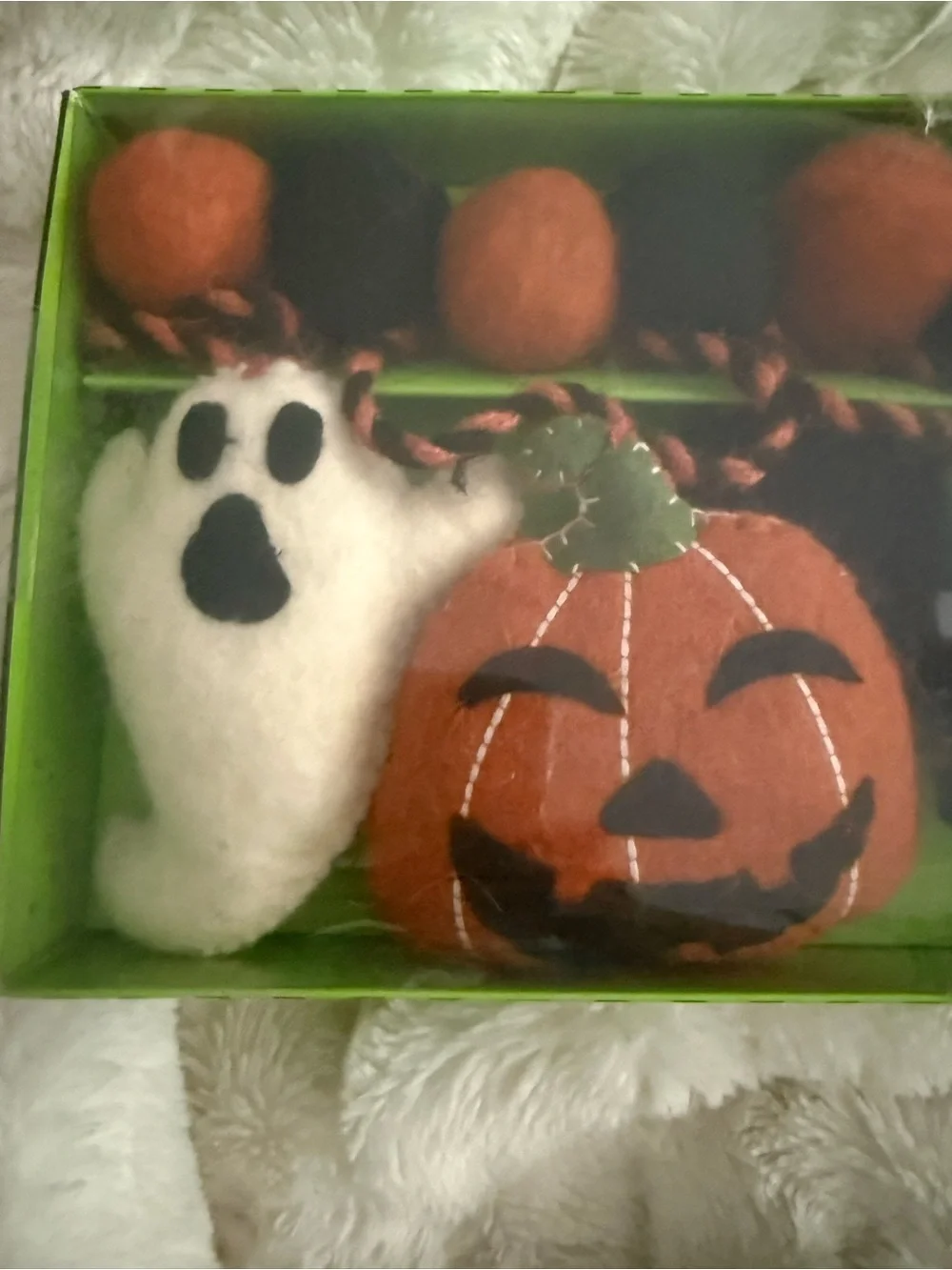 Broomstick Blvd- Halloween Felt Garland -ghosts, pumpkins,bats, pom-poms 6ft NIB